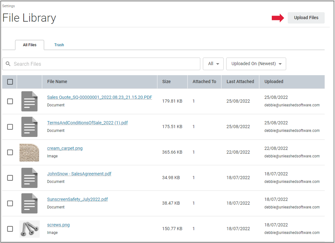 File Library – Unleashed Support