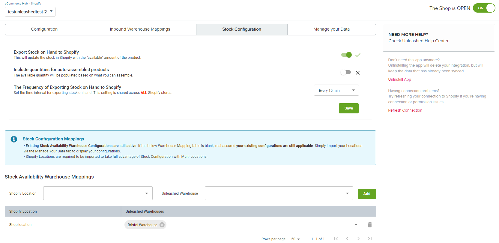 Shopify Integration Setup – Unleashed Support